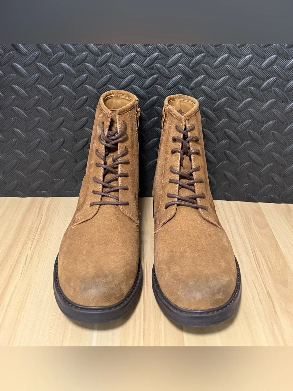 Cliffs by White Mountain Ankle Suede Zip Up Lace Brown Boots Mens Size 7.5